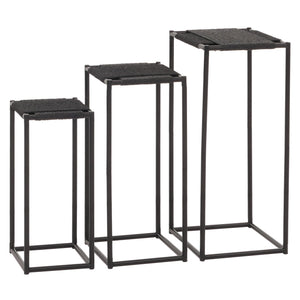 3er-Set Blumentisch Beistelltisch stapelbar Metall anthrazit