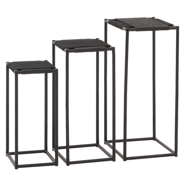 3er-Set Blumentisch Beistelltisch stapelbar Metall anthrazit