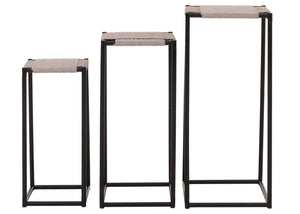 3er-Set Blumentische stapelbar Metall Papierseil grau