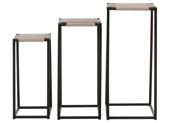 3er-Set Blumentische stapelbar Metall Papierseil grau