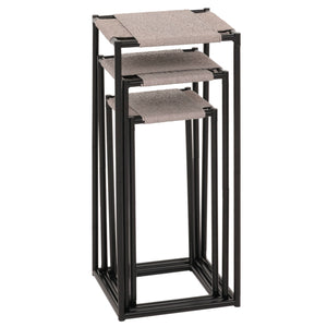 3er-Set Blumentische stapelbar Metall Papierseil grau