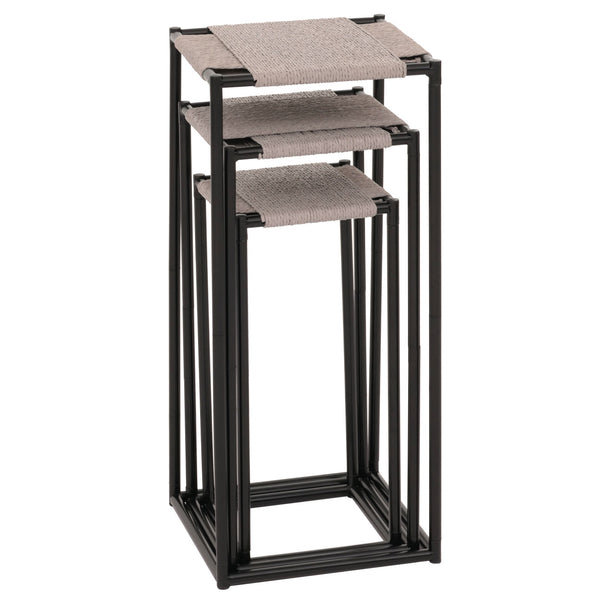 3er-Set Blumentische stapelbar Metall Papierseil grau