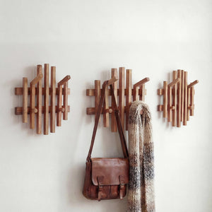 3er-Set Garderobenpaneel Wandgarderobe Massivholz Eiche