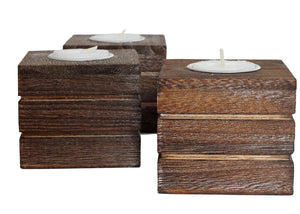 3er Set Teelichthalter im Vintage Shabby-Look Deko braun
