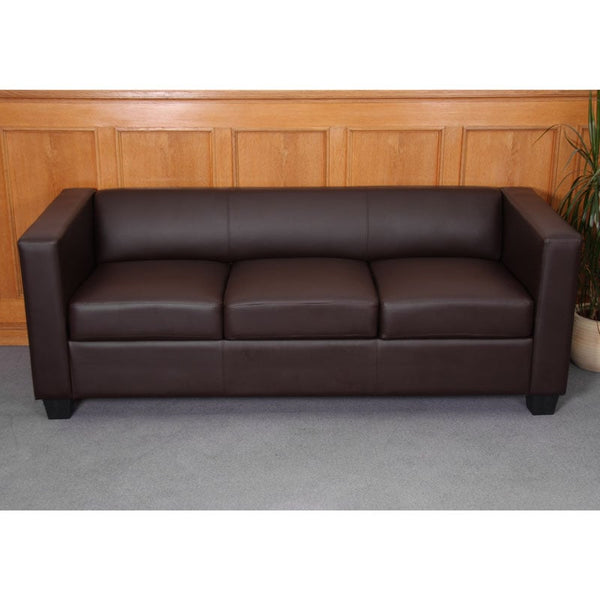 3er Sofa Couch Loungesofa aus Kunstleder kaffeefarben