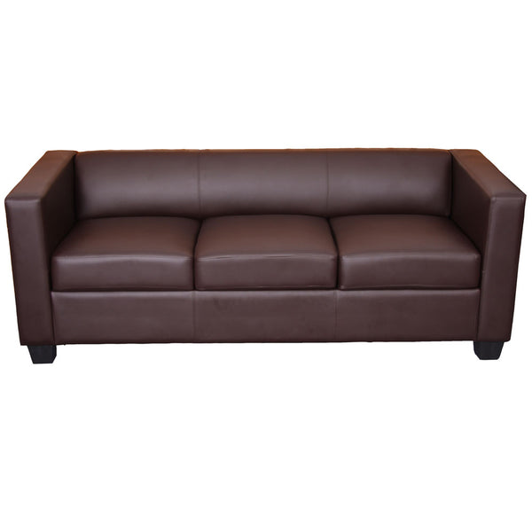 3er Sofa Couch Loungesofa aus Kunstleder kaffeefarben