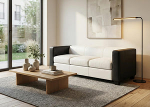 3er Sofa Couch Loungesofa Kunstleder Leder weiss schwarz