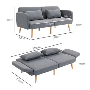3er Sofa Gästebett Doppelbett 170x83x80cm Grau