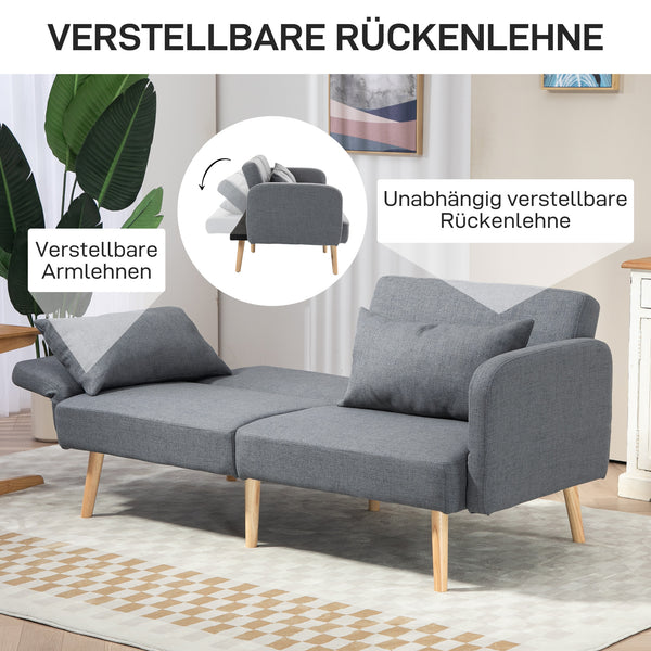 3er Sofa Gästebett Doppelbett 170x83x80cm Grau