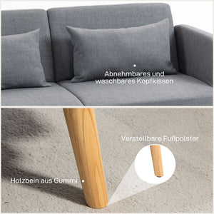 3er Sofa Gästebett Doppelbett 170x83x80cm Grau