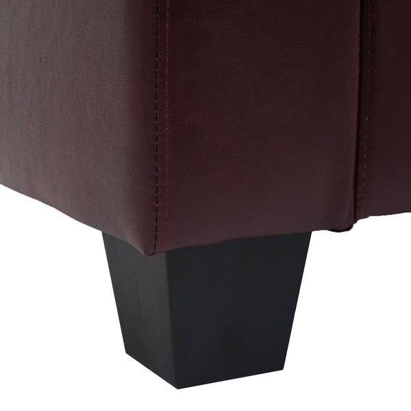3er Sofa aus Kunstleder rot-braun