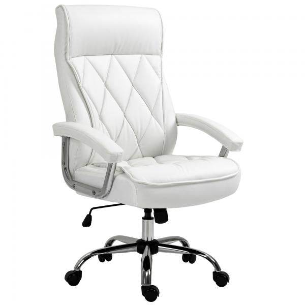 Bürostuhl Drehstuhl mit Wippenfunktion modern PU-Leder Weiss