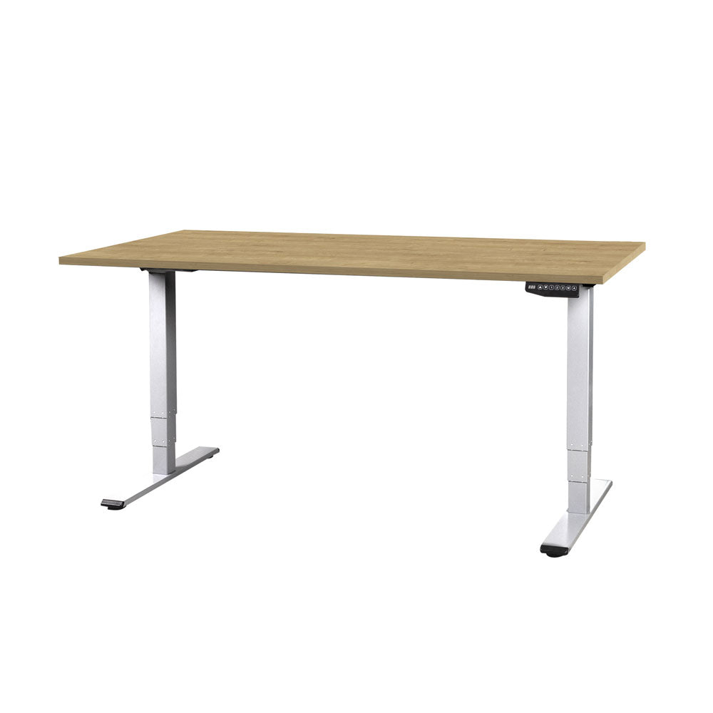 CONTINI höhenverstellbarer Bürotisch 2.0x0.9m Eiche / Gestell weiss RAL 9016