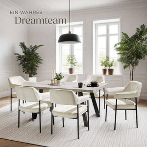 Armlehnstuhl Doé Samtoptik off-white 6er Set