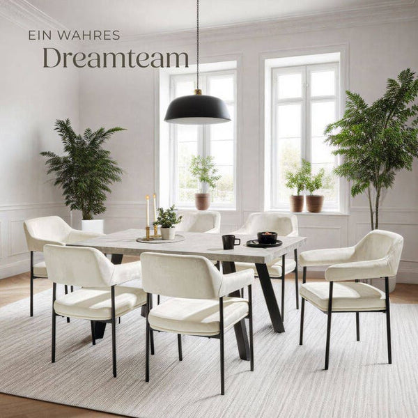 Armlehnstuhl Doé Samtoptik off-white 6er Set