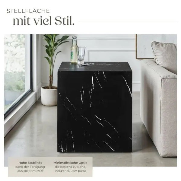 Couchtisch Lasley Würfel Marmor Optik schwarz 45 x 45 x 50 cm