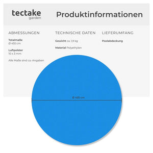 Poolabdeckung Solarfolie rund Ø 455 cm