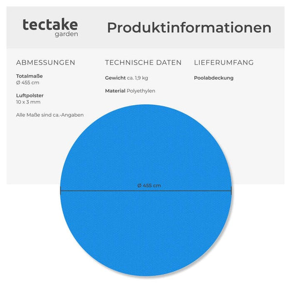 Poolabdeckung Solarfolie rund Ø 455 cm