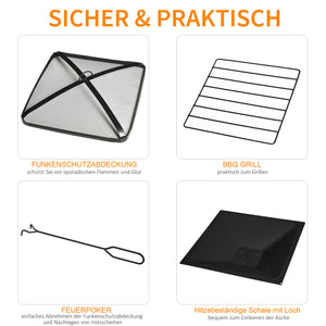 3in1 Feuerschale Grill Feuerkorb mit Funkenhaube