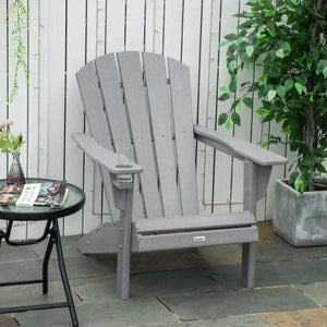 Adirondack Gartenstuhl mit Getränkehalter Balkonstuhl Grau Kunststoff