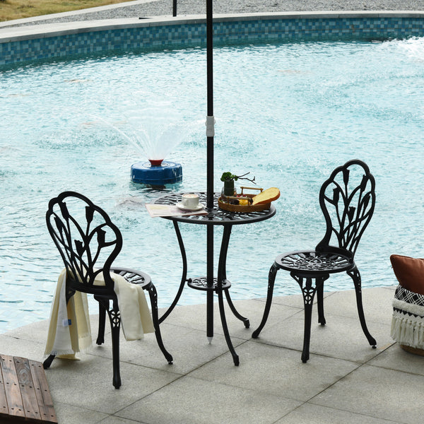 3tlg. Balkonset Alu schwarz 2x Gartenstuhl und 1x Gartentisch
