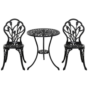 3tlg. Balkonset Alu schwarz 2x Gartenstuhl und 1x Gartentisch