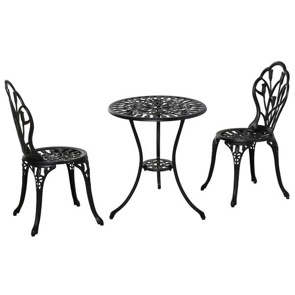 3tlg. Balkonset Alu schwarz 2x Gartenstuhl und 1x Gartentisch