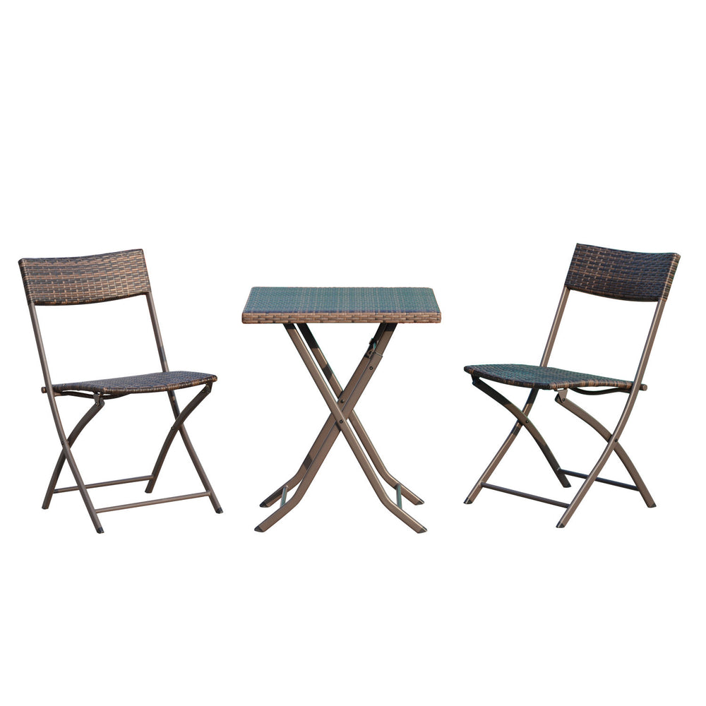 3-piece rattan balcony set: 2 garden chairs and 1 garden table