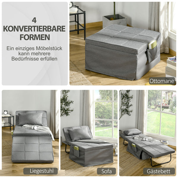 4-in-1 Einzelbett Gästebett Klappbett Sessel 188x75x38cm