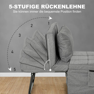 4-in-1 Einzelbett Gästebett Klappbett Sessel 188x75x38cm