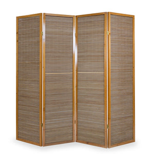 4-panel wooden room divider, brown