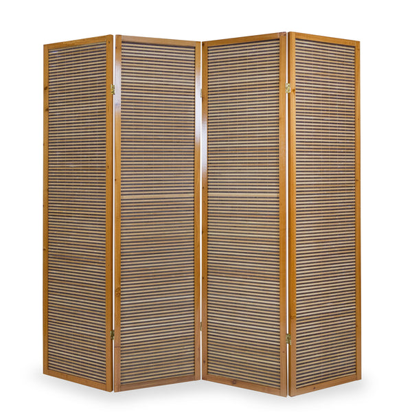 4-panel wooden room divider, brown