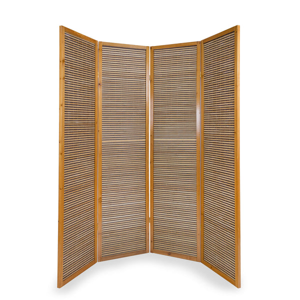 4-panel wooden room divider, brown