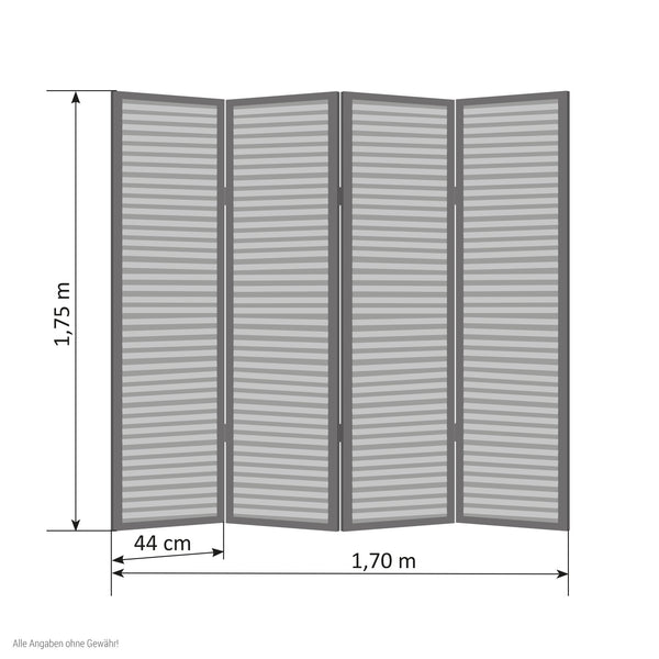 4-panel wooden room divider, brown