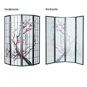 4-panel wooden room divider, black