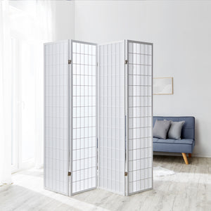 4-panel wooden room divider, white