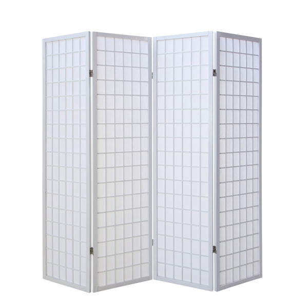 4-panel wooden room divider, white