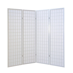 4-panel wooden room divider, white
