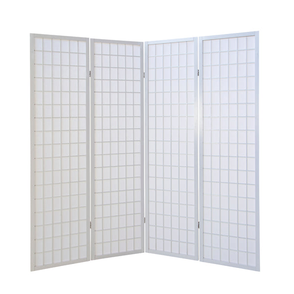 4-panel wooden room divider, white