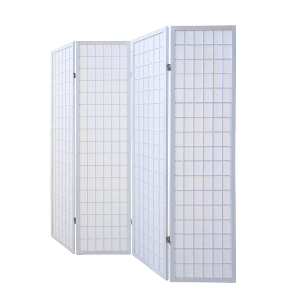 4-panel wooden room divider, white