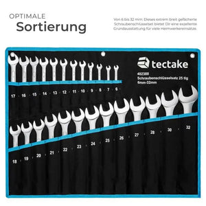 Maul-Ringschlüsselsatz 25-tlg. mit Rolltasche schwarz/blau