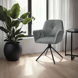 Drehbarer Armlehnstuhl Lenia Samtoptik anthrazit/schwarz 6er Set