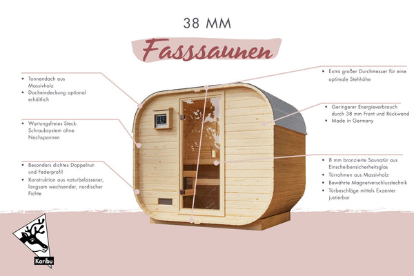 Fasssauna Quadro 3 Fasssauna, naturbelassen