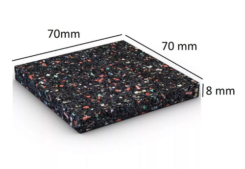 Unterlagepad SET schwarz, 8 mm stark 70 x 70 Gummi (6x 24 Stück)