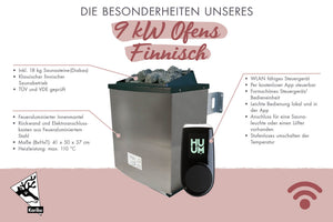 Saunaofen 9 kW Ofen finnisch SET mit WiFi-Steuerung mit WiFi-Steuerung