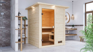 Sauna Sandra Massivholzsauna, Fronteinstieg
