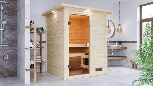 Sauna Sandra Massivholzsauna, Fronteinstieg