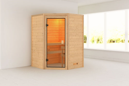 Sauna Antonia Massivholzsauna, Eckeinstieg