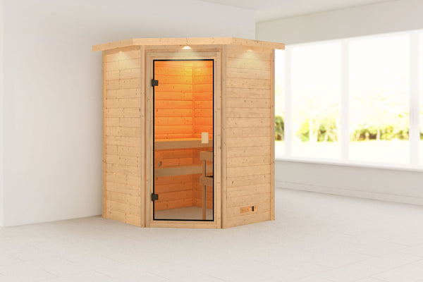 Sauna Antonia Massivholzsauna, Eckeinstieg