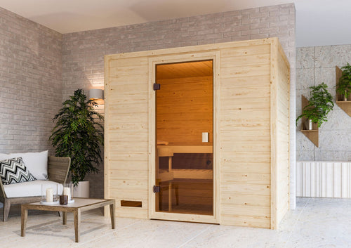 Sauna Selena Massivholzsauna, Fronteinstieg